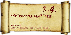 Körmendy Györgyi névjegykártya