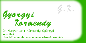 gyorgyi kormendy business card